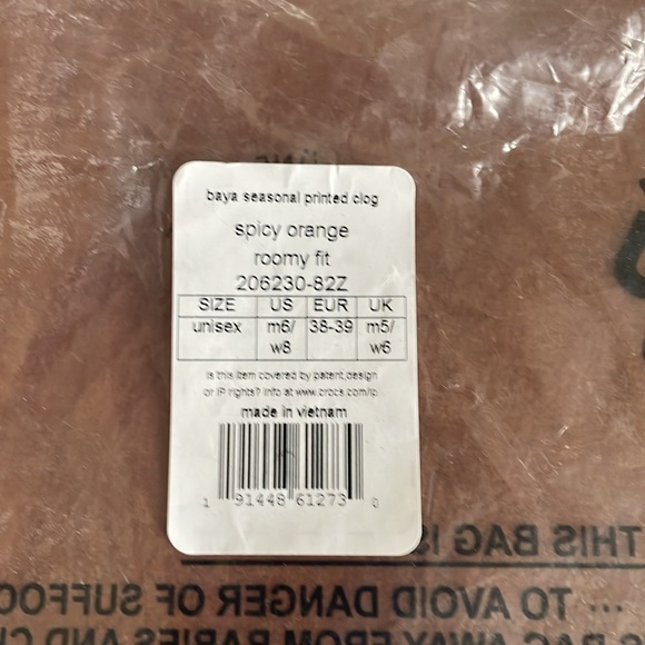 Crocs - size 8 spicy orange baya floral print - Picture 5 of 5